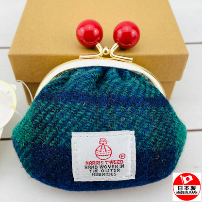 Harris Tweed Pouch - Navy Blue Plaid Made in Japan 515-008 74-00