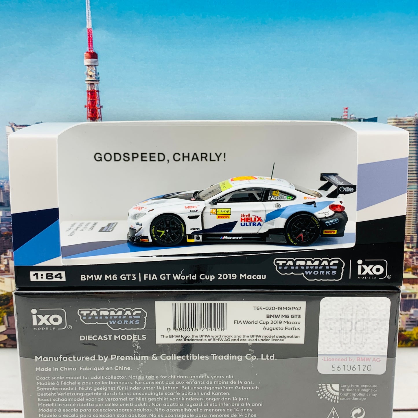 Tarmac Works 1/64 BMW M6 GT3 Macau GT Cup - FIA GT World Cup 2019 Augusto Farfus T64-020-19MGP42