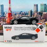 MINI GT 1/64 Chevrolet Corvette Stingray 2020 Black w/ Midnight Gray Stripe LHD MGT00153-L