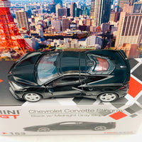 MINI GT 1/64 Chevrolet Corvette Stingray 2020 Black w/ Midnight Gray Stripe LHD MGT00153-L