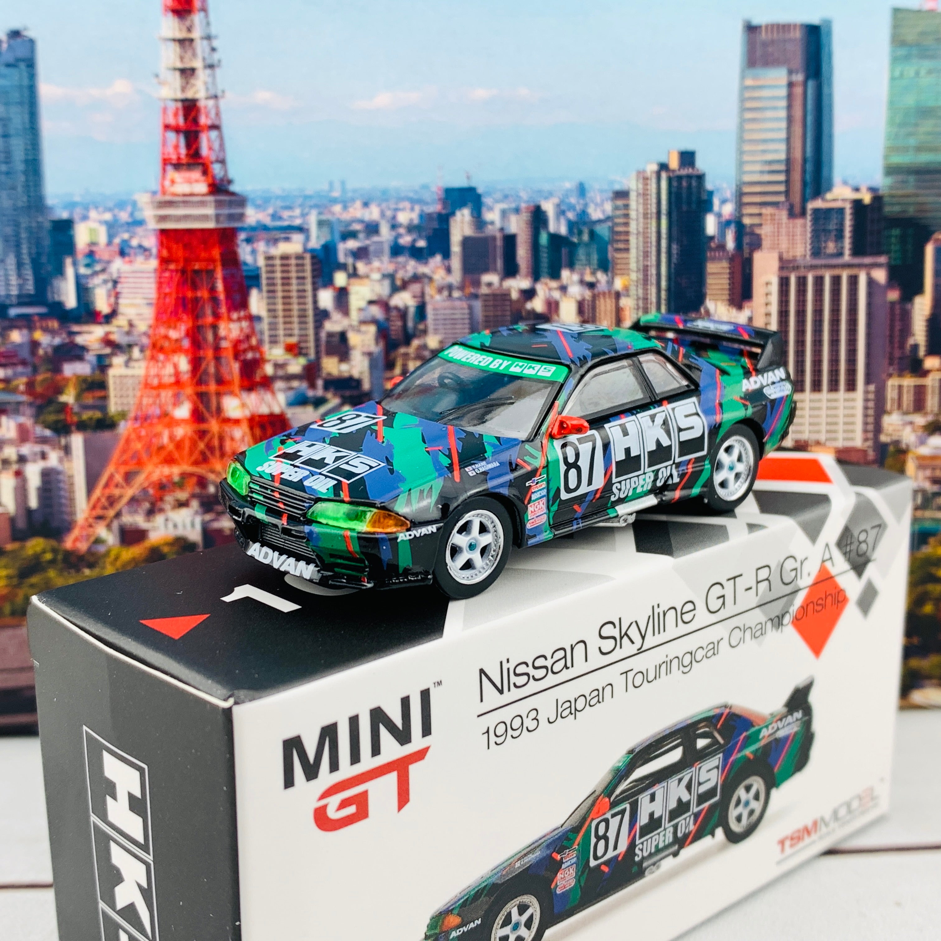 ミニカー　1/43 HKS SKYLINE 1993 JGTC ADVAN #87(ブラック×ブルー×グリーン) [8090] Hpi 1/43 1993 Jtc Hks Skyline 87 Gr.A R32 Gt-R Group A