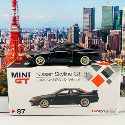 MINI GT 1/64 Nissan GTR R32  Black w/ BBS LM Wheel RHD MGT00087-R