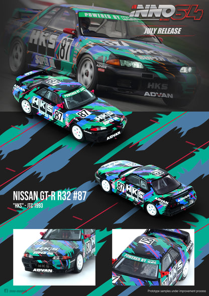 PREORDER INNO64 1/64 NISSAN SKYLINE GTR R32 #87 "HKS" JTC 1993 IN64-R32-HKS93 (Approx. Release Date : July 2020)