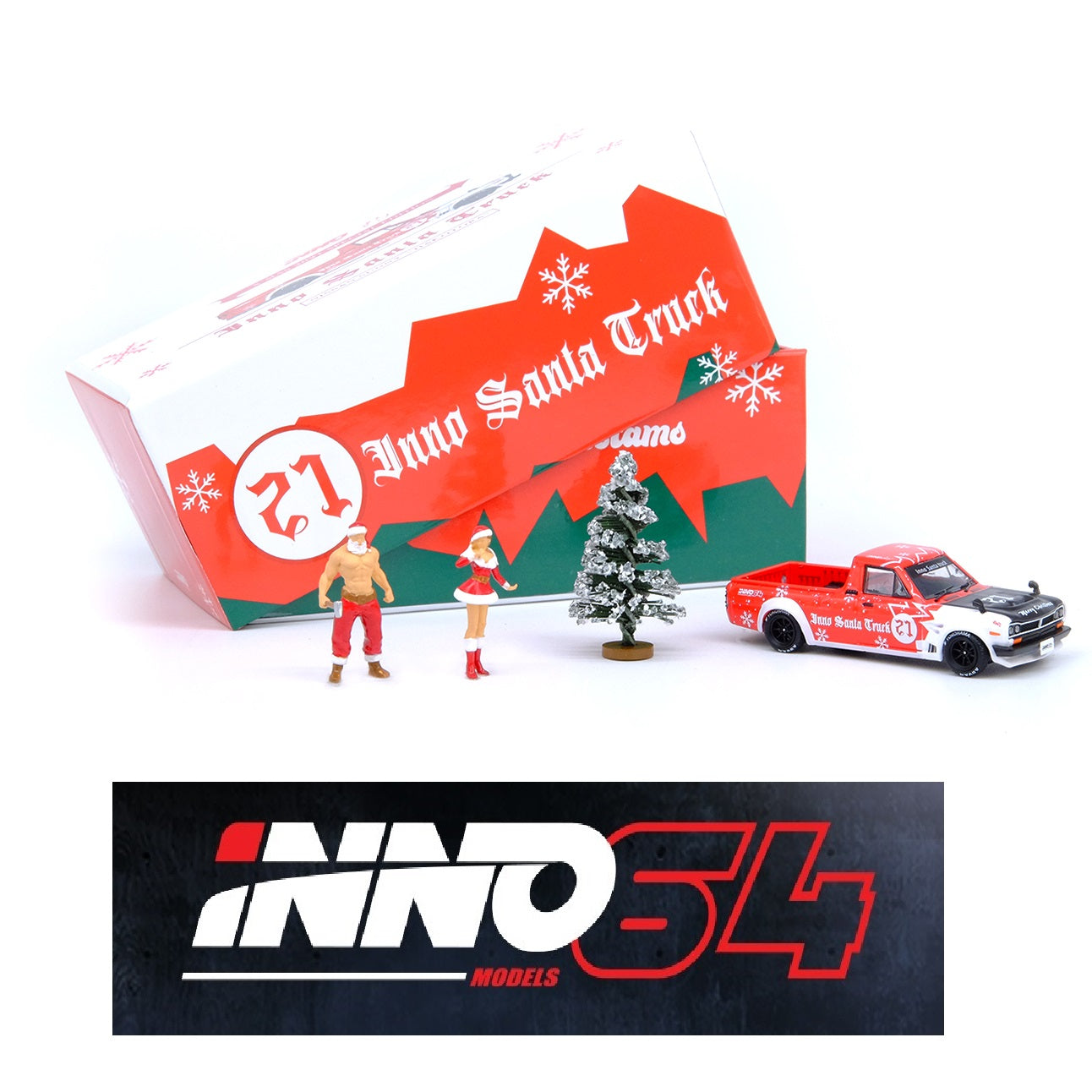 INNO64 1/64 NISSAN SUNNY HAKOTORA "INNO SANTA TRUCK 2021"  2021 X'Mas Special Edtion IN64-HKT-XMAS21
