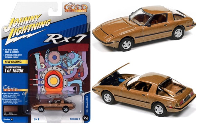 JOHNNY LIGHTNING 1/64 Classic GOLD COLLECTION 1981 Mazda RX-7 Maya Gold Metallic 849398051696
