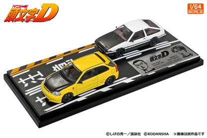 MODELER'S 1/64 Initial D Set Vol.12 Tomoyuki Tachi Todo Shokai Civic (EK9) & Takumi Fujiwara Trueno (AE86) MD64212