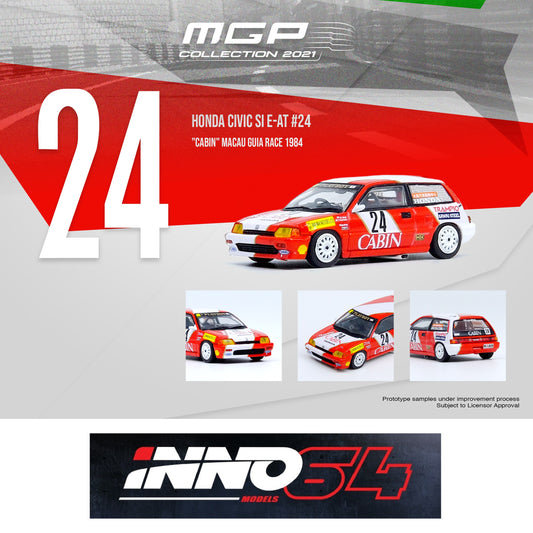 INNO64 1/64 HONDA CIVIC Si E-AT #24 "CABIN"  Macau Guia Race 1988 2nd 1600cc Class - Tomohiko Tsutsumi IN64-EAT-MGP21CB