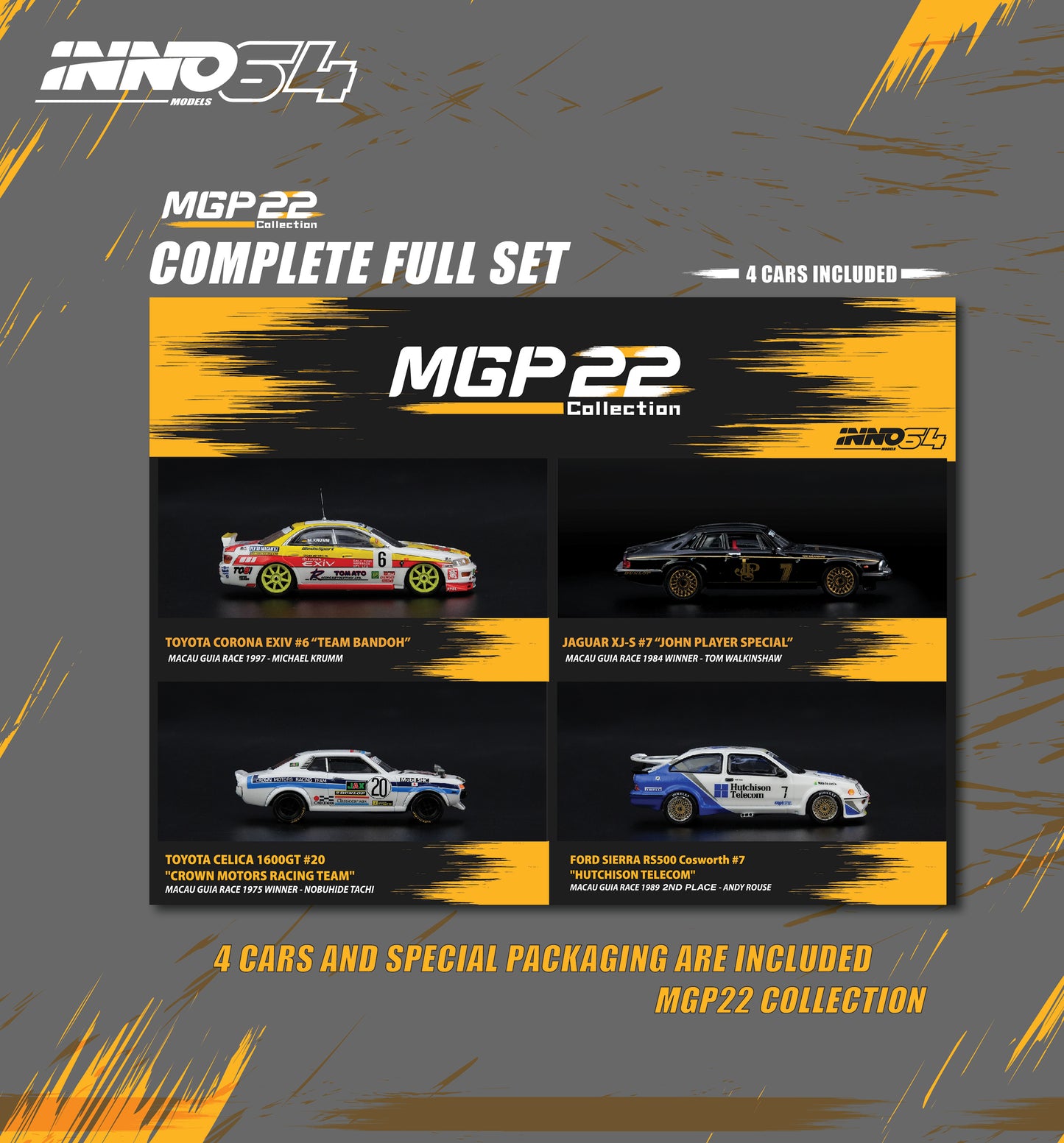INNO64 1/64 MACAU GRAND PRIX 2022 SPECIAL EDTION BOX SET Limited Produced to 300pcs (with acrylic case) IN64-BOXSET-MGP22