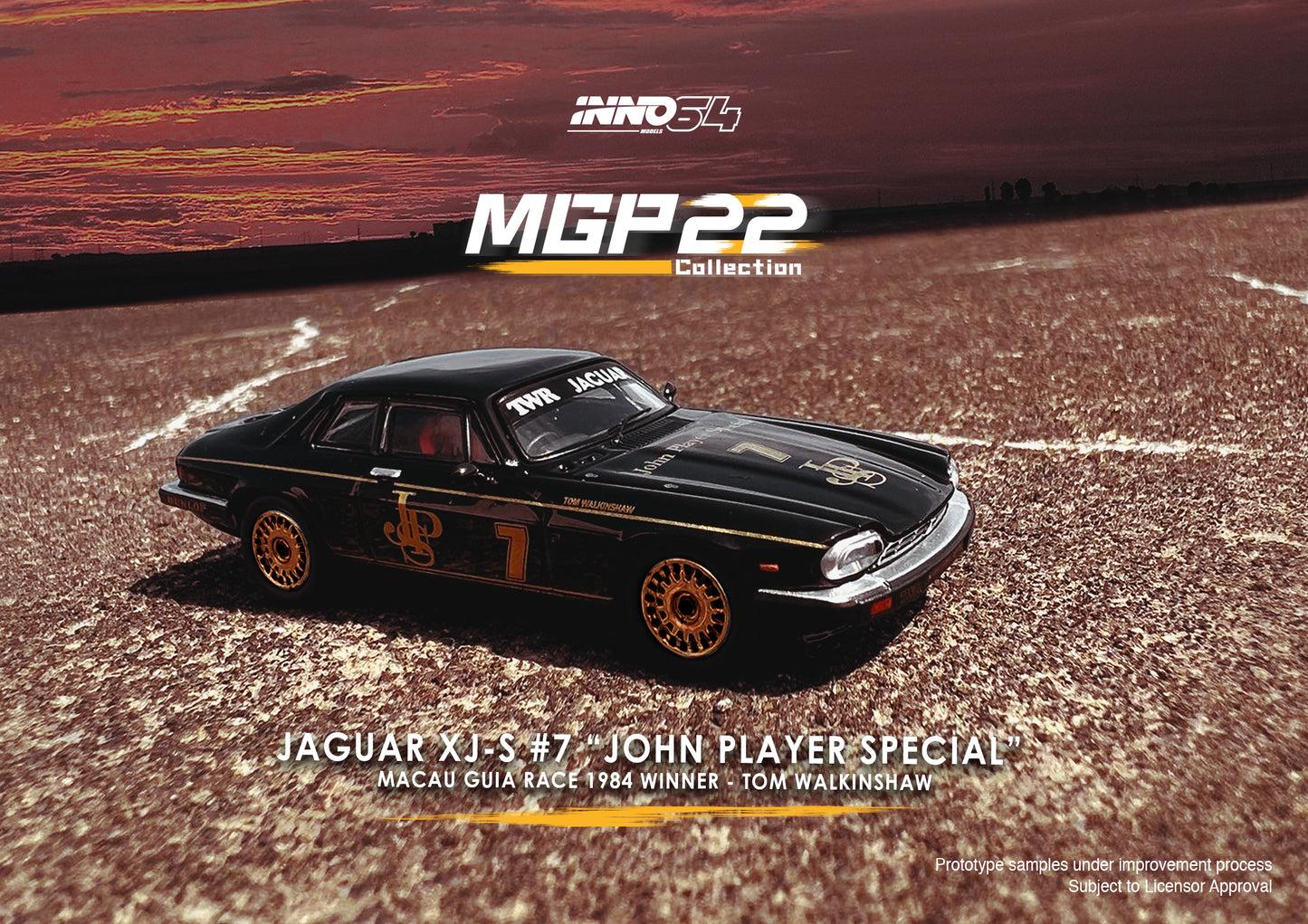 INNO64 1/64 JAGUAR XJ-S #7 "John Player Special"  Macau Guia Race 1984 Winner  Macau Grand Prix 2022 Special Edition IN64-XJS-MGP22JPS
