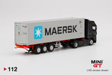 PREORDER MINI GT 1/64 Mercedes-Benz Actros With 40 Ft Container "Maersk" RHD MGT000112-R (Release in March 2020)