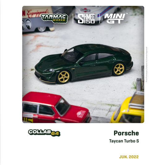 TARMAC WORKS GLOBAL64 1/64 Porsche Taycan Turbo S Midnight Green MGT00274-R