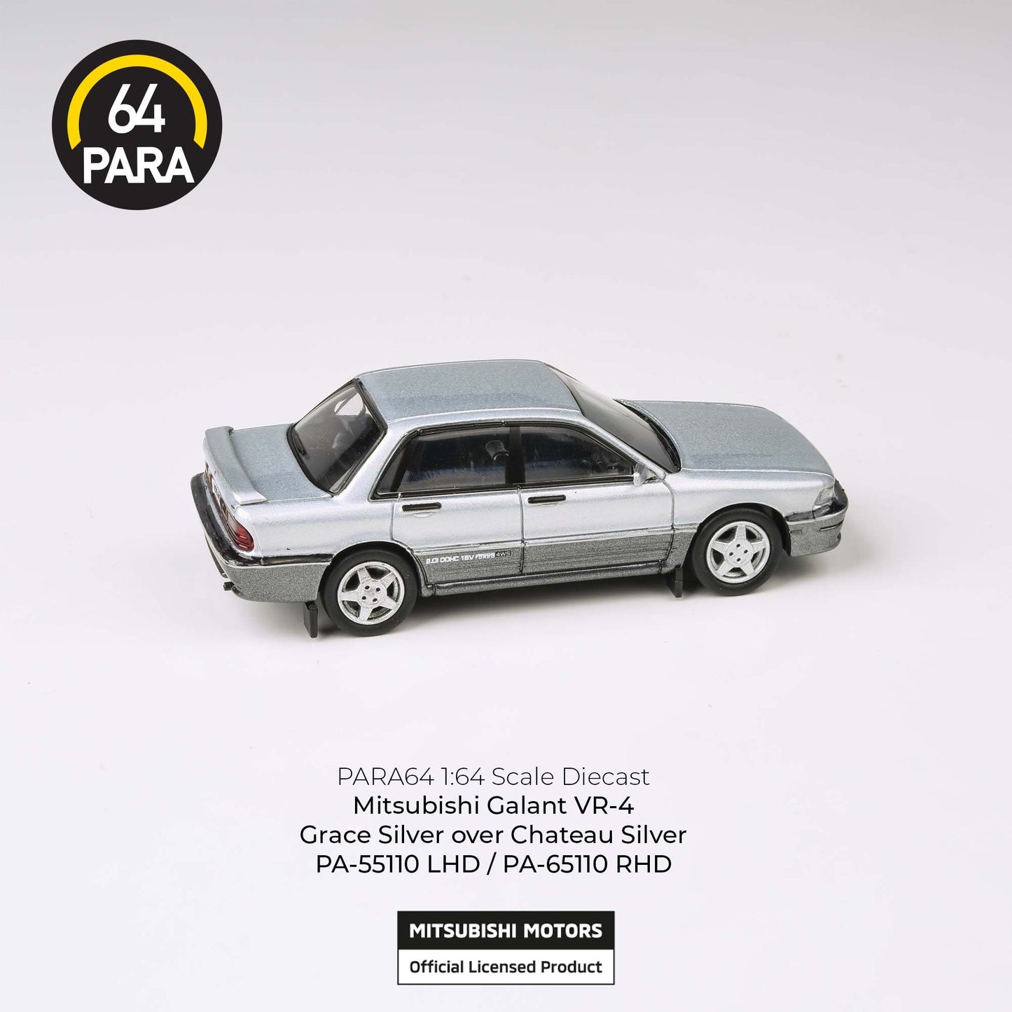 PARA64 1/64 1998 Mitsubishi Galant VR-4 Grace Silver over Chateau Silver LHD PA-55110