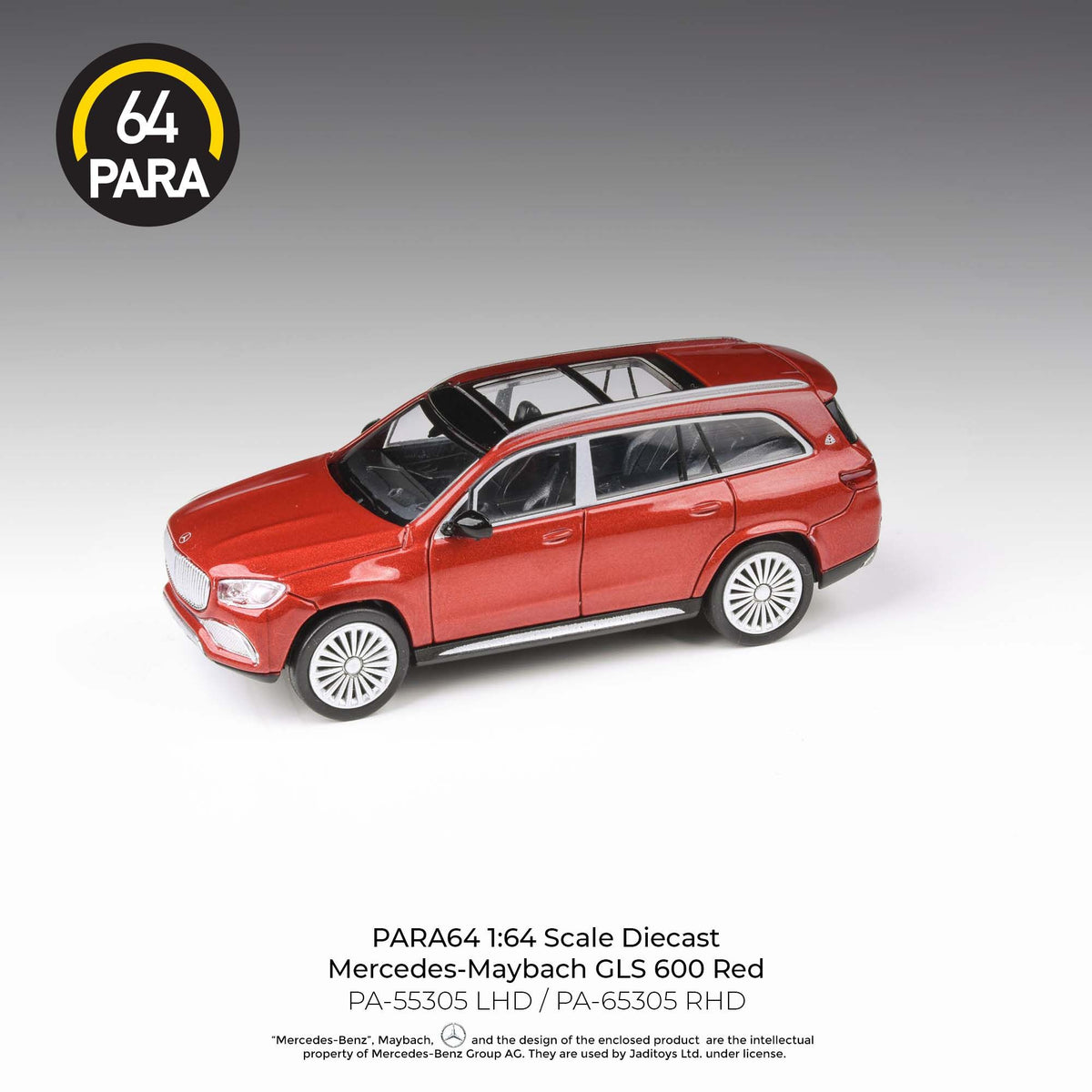 Modellino PARA64 1:64 Mercedes-Maybach GLS 600 – Rosso – Guida A Sinistra (LHD) – Diecast 2022