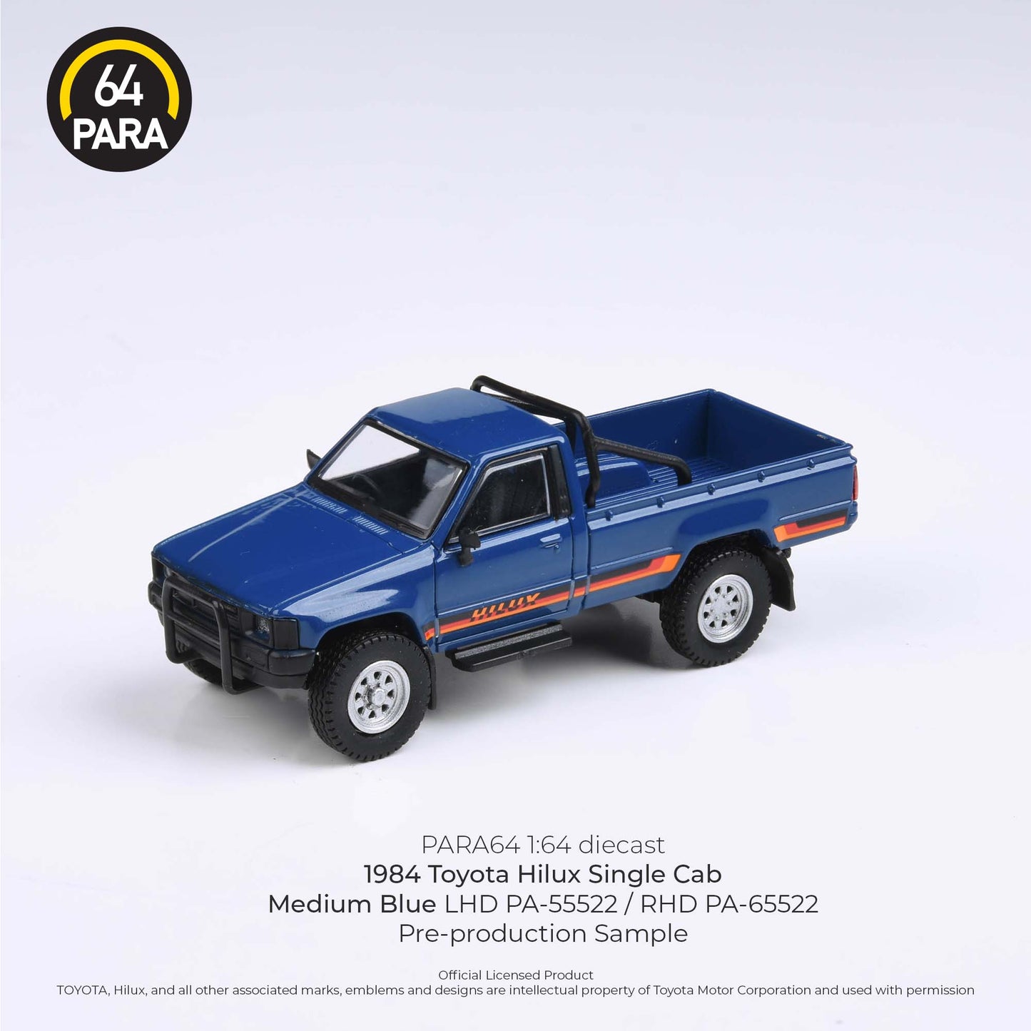 PARA64 1/64 1984 Toyota Hilux  Single Cab - Medium Blue LHD PA-55522