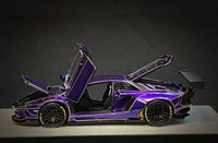 PGM 1/64 LP700 Tron Purple Diecast Fully Opened with rectangular wooden stand PGM-640408A