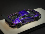 PGM 1/64 LP700 Tron Purple Diecast Fully Opened with rectangular wooden stand PGM-640408A