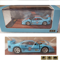 PGM 1/64 F40 LM GULF Diecast Fully Opened with rectangular wooden stand PGM-640602A