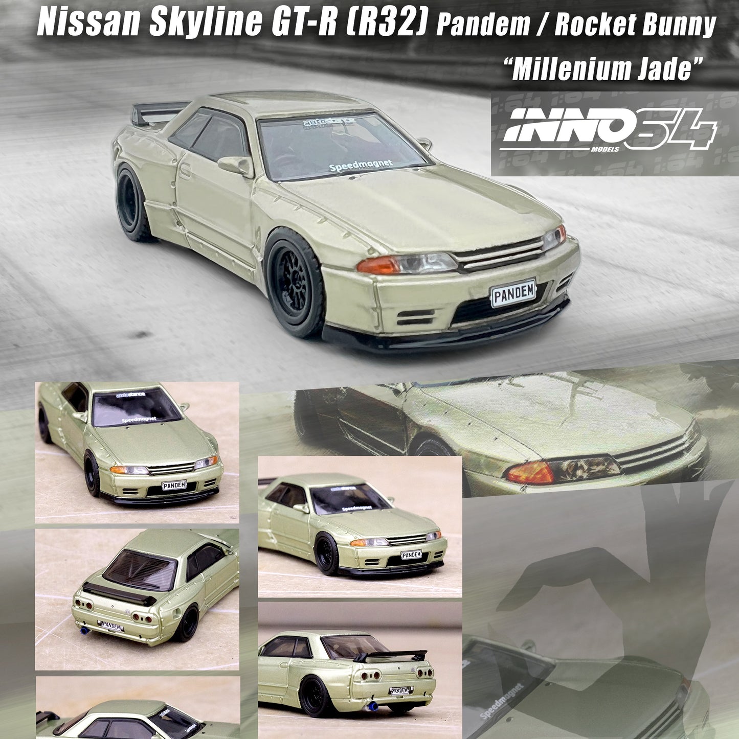 INNO64 1/64 NISSAN SKYLINE GT-R (R32) PANDEM ROCKET BUNNY Millennium Jade IN64-R32P-MJADE