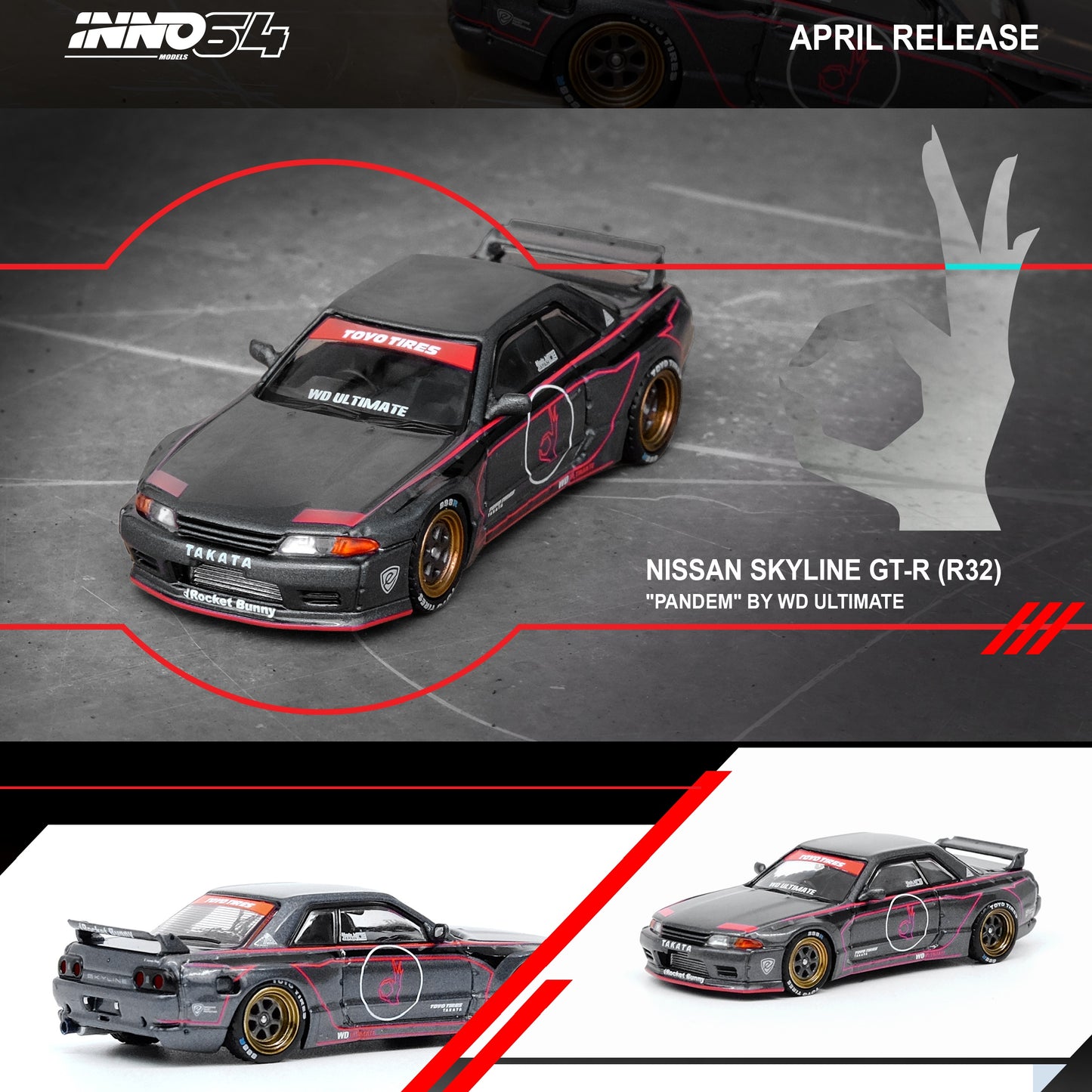 INNO64 1/64 NISSAN SKYLINE GT-R R32 "PANDEM" By WD ULTIMATE IN64-R32P-WDUL
