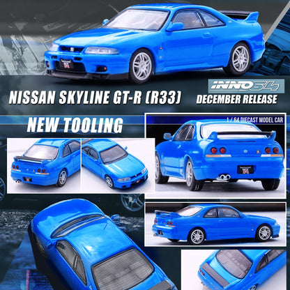 INNO64 1/64 NISSAN SKYLINE GT-R (R33) Championship Blue IN64-R33-CBL