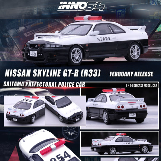 INNO64 1/64 NISSAN SKYLINE GT-R R33 Saitama Prefectural Police Car IN64-R33-JPC