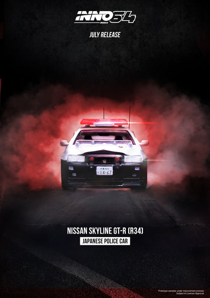 INNO64 1/64 NISSAN SKYLINE GT-R (R34) Japanese Police Car IN64-R34-JPC