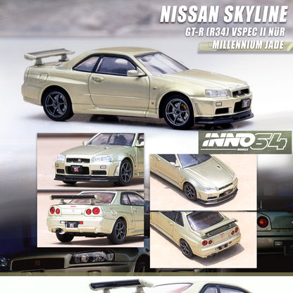 INNO64 1/64 NISSAN SKYLINE GT-R (R34) V-Spec II Nür Millennium Jade IN64-R34VS-MJADE