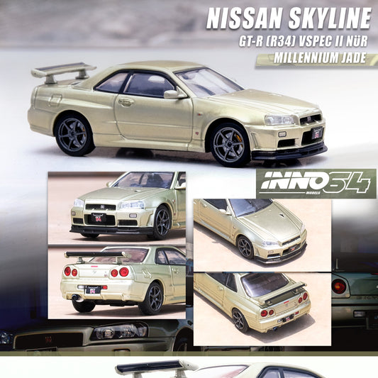 INNO64 1/64 NISSAN SKYLINE GT-R (R34) V-Spec II Nür Millennium Jade IN64-R34VS-MJADE