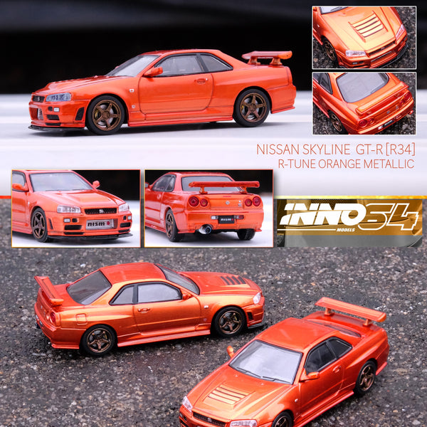 INNO64 1/64 NISSAN SKYLINE GT-R (R34) R-Tune Orange Metallic IN64-R34RT-ORG
