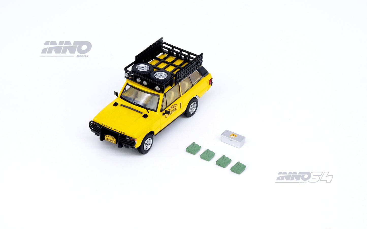 INNO64 1/64 RANGE ROVER "CLASSIC" CAMEL TROPHY 1982 (1 Tool Box and 4 Fuel/Oil Container included) IN64-RRC-CT82
