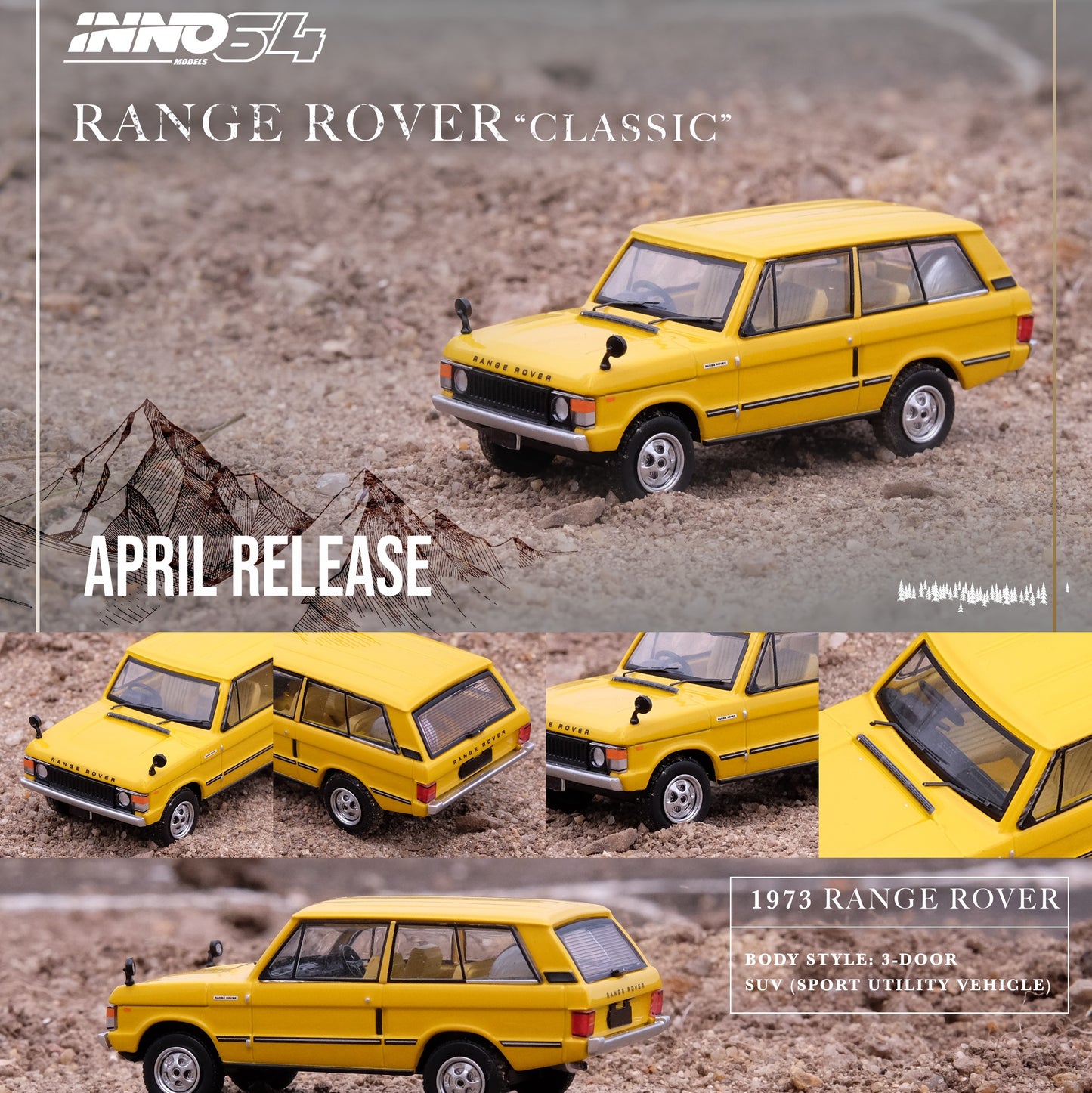 INNO64 1/64 RANGE ROVER "CLASSIC" Sanglow Yellow IN64-RRC-SGYL