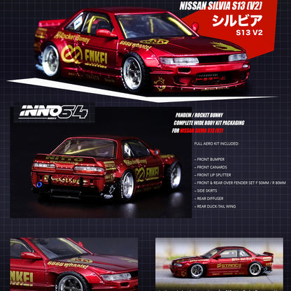 INNO64 1/64 NISSAN SILVIA S13 (V2) PANDEM / ROCKET BUNNY Red Metalic IN64-S13V2-RED