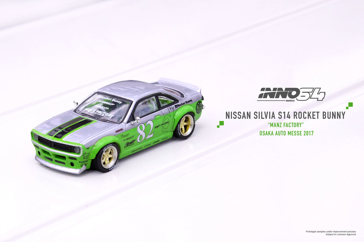 INNO64 1/64 NISSAN SILVIA S14 Rocket Bunny "Manz Factory" Osaka Auto Messe 2017 IN64-S14B-MFOAM