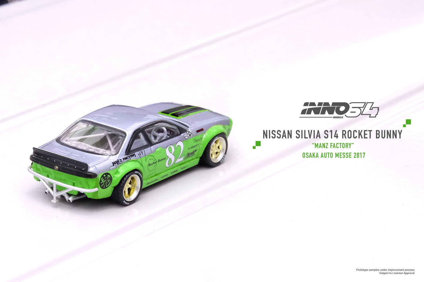 INNO64 1/64 NISSAN SILVIA S14 Rocket Bunny "Manz Factory" Osaka Auto Messe 2017 IN64-S14B-MFOAM