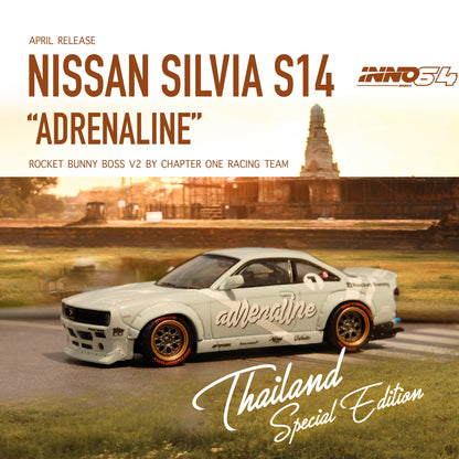 INNO64 1/64 NISSAN SILVIA S14 "ADRENALINE"  Rocket Bunny Boss by Chapter One THAILAND SPECIAL EDITION IN64-S14B-CH1