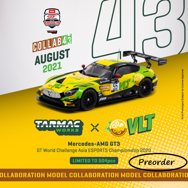 Tarmac Works 1/43 HOBBY43 Mercedes-AMG GT3 GT World Challenge Asia ESPORTS Championship 2020 Darryl O'Young *Limited to 504pcs* T43-015-VLT