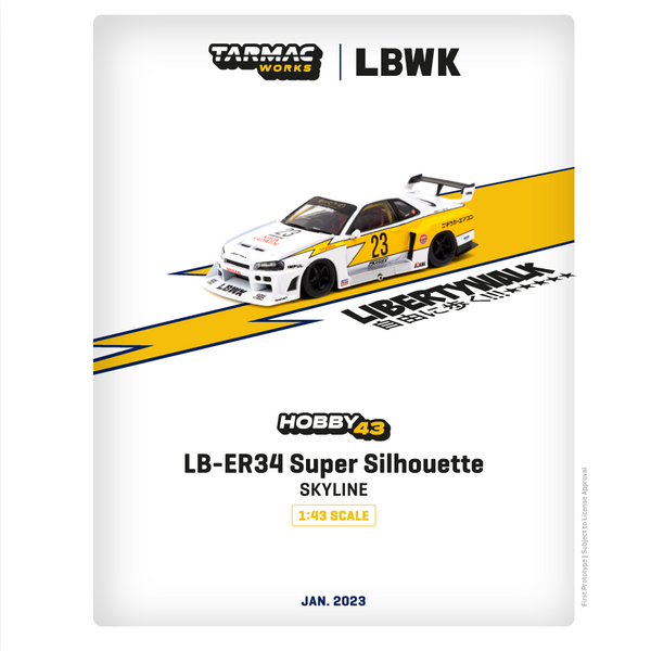 TARMAC WORKS HOBBY43 1/43 LB-ER34 Super Silhouette SKYLINE White T43-021-WHT