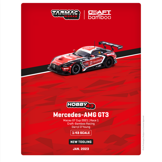 PREORDER TARMAC WORKS HOBBY43 1/43 Mercedes-AMG GT3 Macau GT Cup 2021 - Race 1 Craft-Bamboo Racing Darryl O'Young T43-023-21MGP95 (Approx. Release Date : JANUARY 2023 subject to manufacturer's final decision)