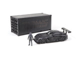 Tarmac Works 1/64 Mercedes-AMG GT3 4A Like Black No. 3 (Black) with Container and Figure (Limited to 500pcs produced) T64-008-4A3B