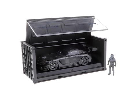 Tarmac Works 1/64 Mercedes-AMG GT3 4A Like Black No. 3 (Black) with Container and Figure (Limited to 500pcs produced) T64-008-4A3B