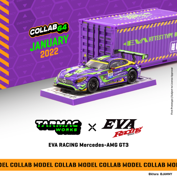 TARMAC WORKS x EVA Racing 1/64 Mercedes-AMG GT3 * With Container * T64-008-EVA17