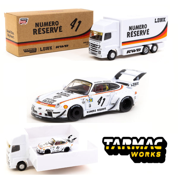 TARMAC WORKS HOBBY64 Tarmac Works 1/64 RWB 993 LBWK With Truck Packaging T64-017-LBWK