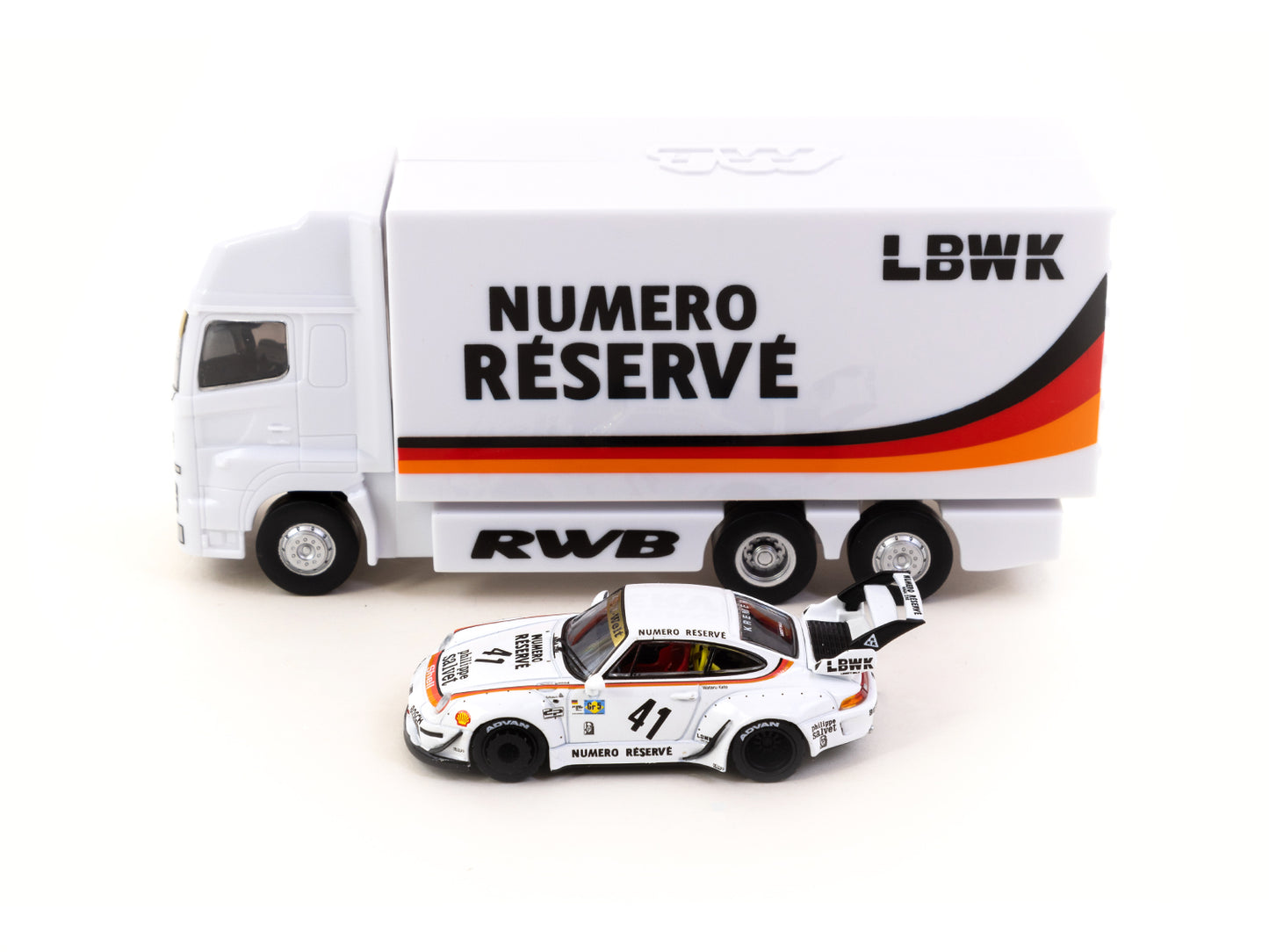 TARMAC WORKS HOBBY64 Tarmac Works 1/64 RWB 993 LBWK With Truck Packaging T64-017-LBWK