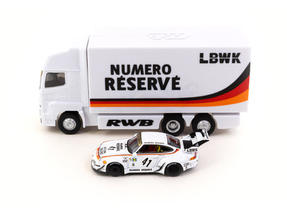 TARMAC WORKS HOBBY64 Tarmac Works 1/64 RWB 993 LBWK With Truck Packaging T64-017-LBWK