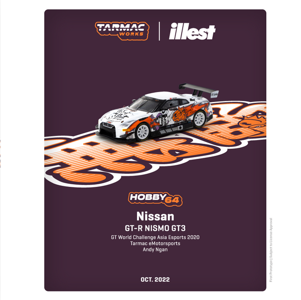 TARMAC WORKS HOBBY64 1/64 Nissan GT-R NISMO GT3 GT World Challenge Asia Esports 2020 Tarmac eMotorsports Andy Ngan T64-035-ILLEST