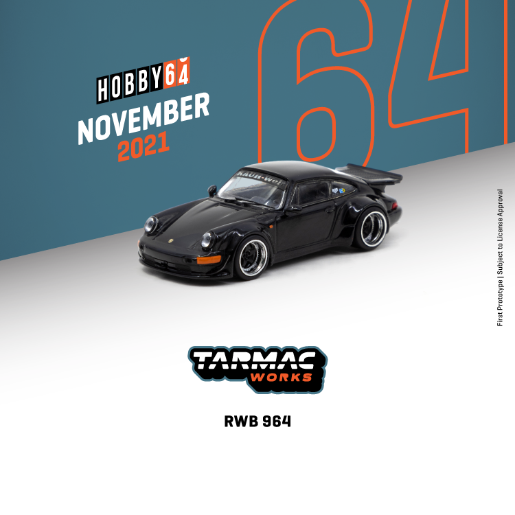 TARMAC WORKS HOBBY64 1/64 RWB 964 Black T64-037-TW7