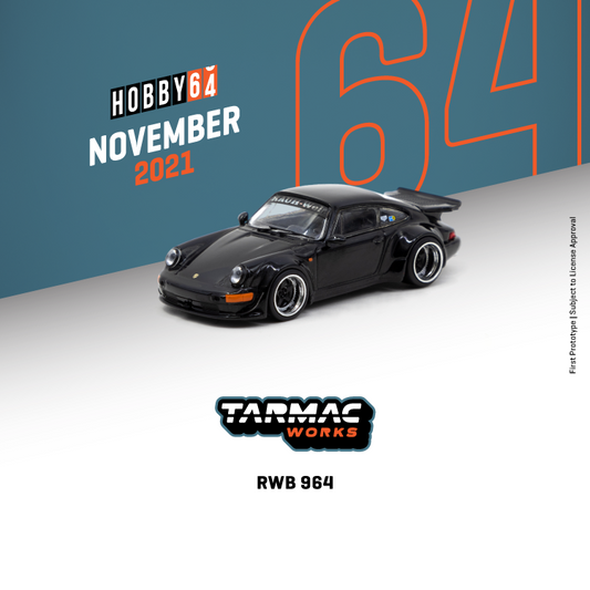 TARMAC WORKS HOBBY64 1/64 RWB 964 Black T64-037-TW7