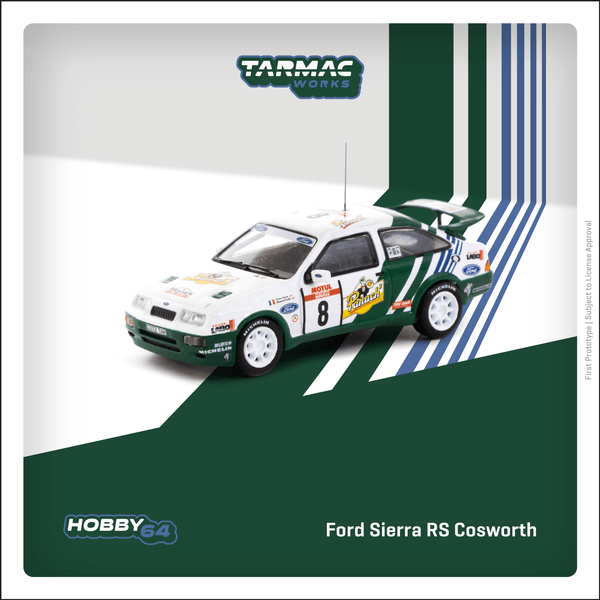 PREORDER TARMAC WORKS HOBBY64 1/64 Ford Sierra RS Cosworth Tour de Corse - Rallye de France 1988 Winner Auriol Didier / Occelli Bernard T64-058-88TDC08 (Approx. Release Date : JUNE 2023 subject to manufacturer's final decision)