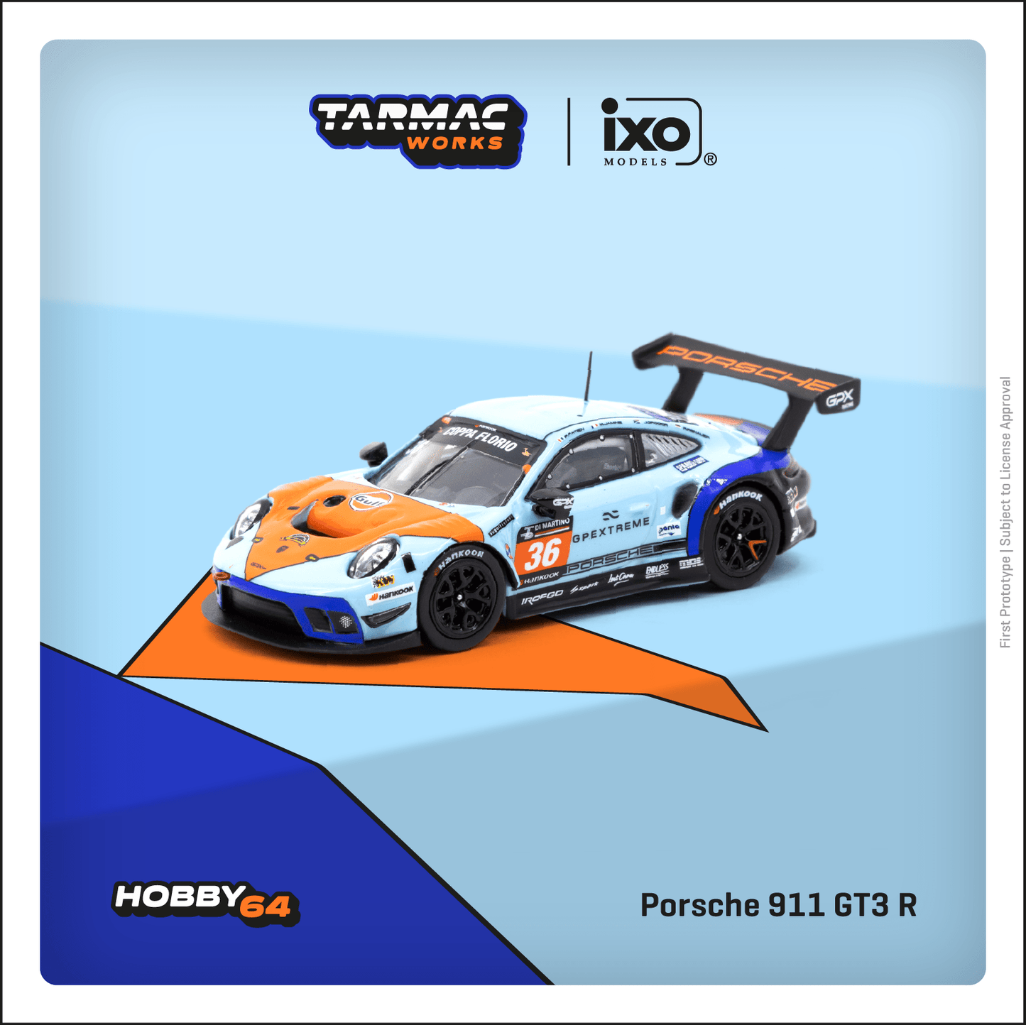TARMAC WORKS HOBBY64 1/64 Porsche 911 GT3 R COPPA FLORIO 12H Sicily 2020 - Winner F. Fatien / J. Grogor / M. Jaminet / R. Renauer T64-059-20CFS36