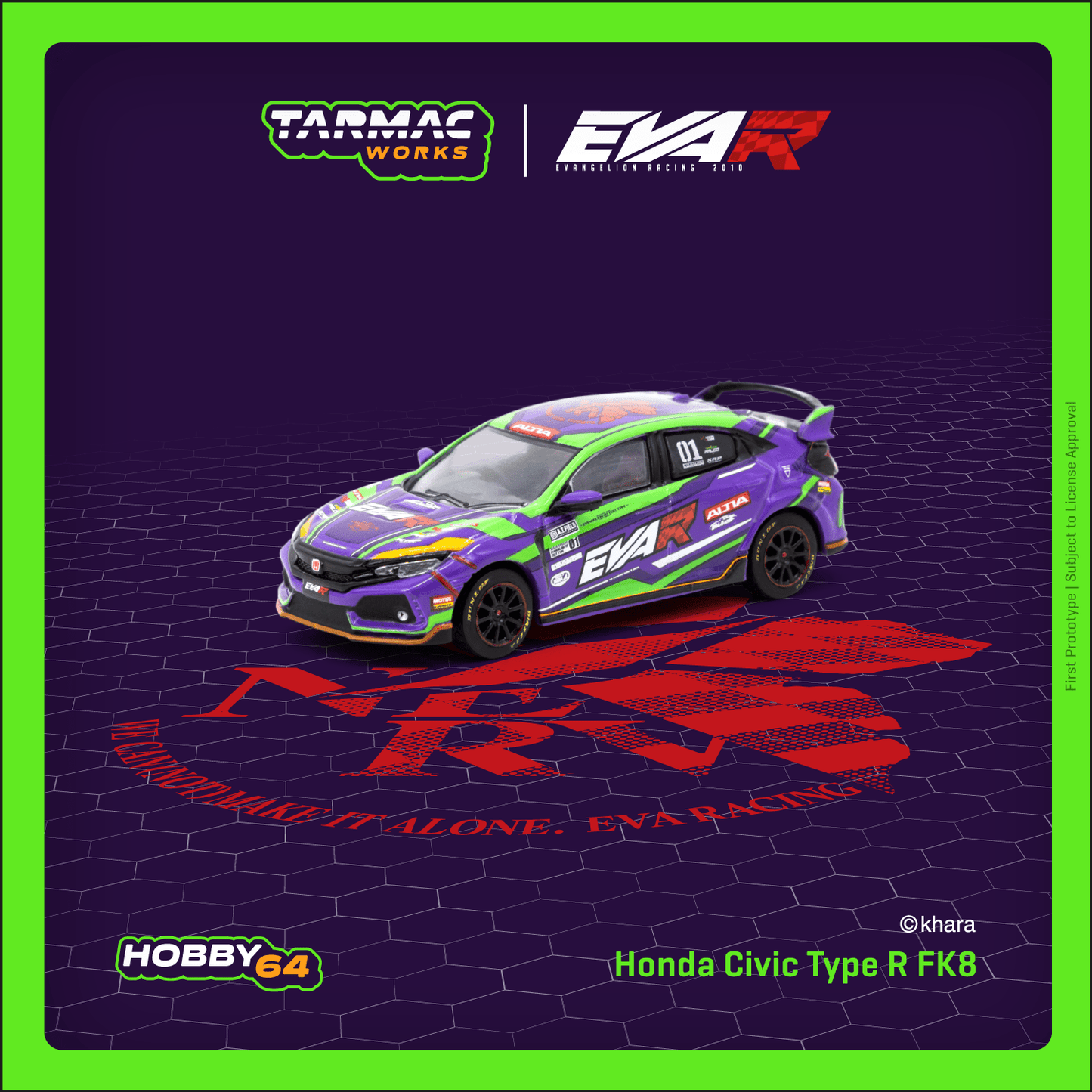 TARMAC WORKS HOBBY64 1/64 Honda Civic Type R FK8 EVA Racing T64-TL014-EVA